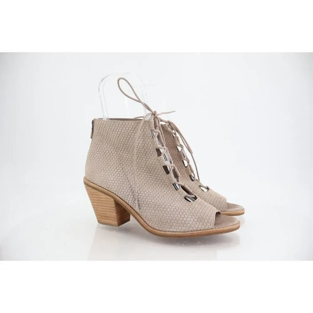 Eileen Fisher Womens Slew Sandal Size 10 Lace Up Bootie Tan Suede Open Toe Heel